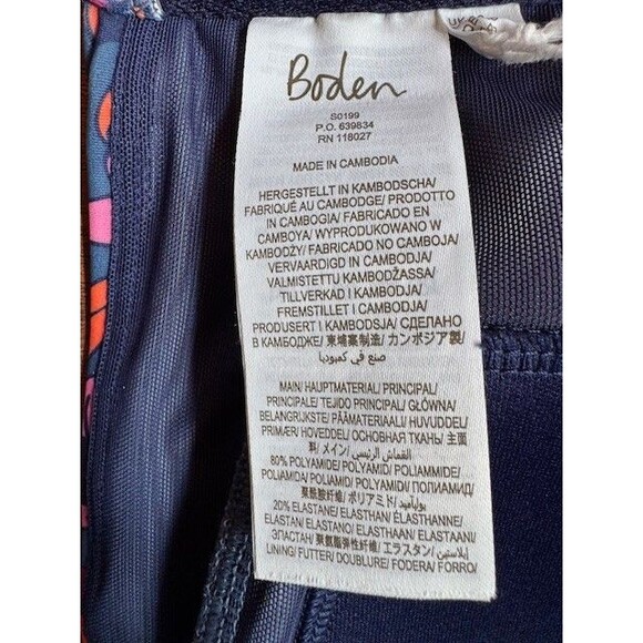 Boden Levanzo Halter Bikini Top US 16 18 Twist Blue Orange Floral Swim - Picture 10 of 11